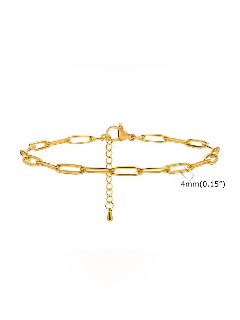 Gold Paperclip Chain Anklet with Extender